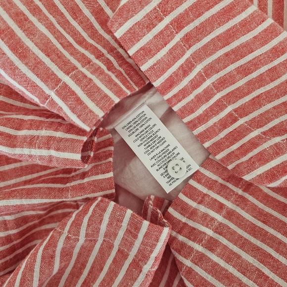 Beach Lunch Lounge Red & White Sleeveless Stripe Linen Dress - Picture 9 of 15